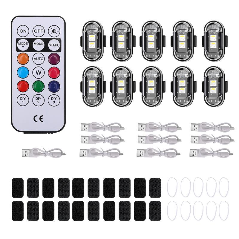 Universal Eight-Color Wireless Remote Control Navigation and Warning Light for Drones and Motorcycles