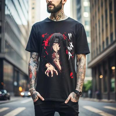 100% cotone TOP UNISEX MAGLIETTE UOMO DONNA T-shirt Itachi Uchiha Naruto Shippuden Stile Anime Manga Giapponese Regalo 347