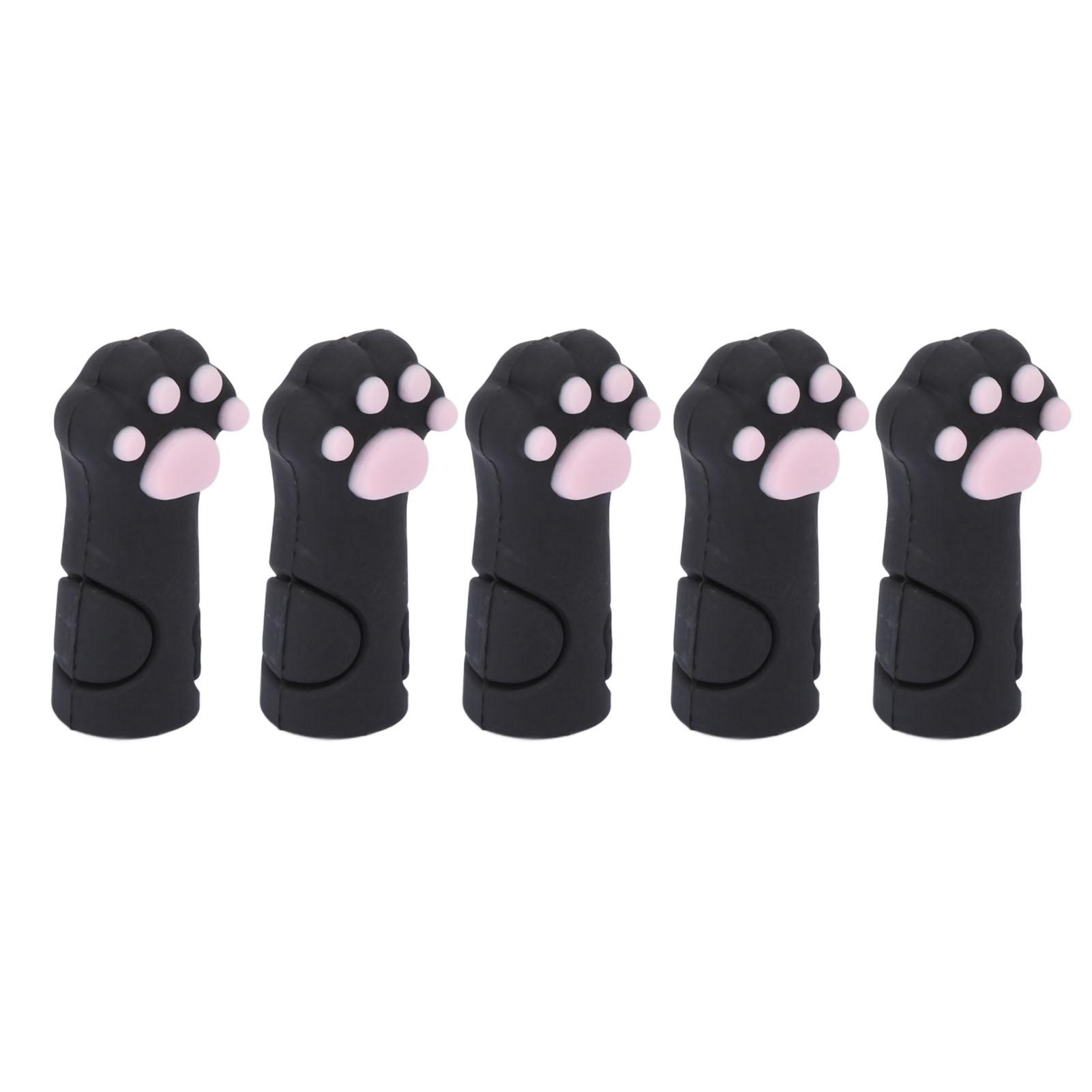 

5 шт. Защитный чехол для кутикульных ножниц, силиконовый чехол в форме кошачьей лапки для триммера для кутикулы, для ногтей рук и ног чёрный