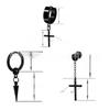 Unisexowy Zestaw Czarnych Kolczyków Wiszących ze Stali Nierdzewnej z Krzyżykami