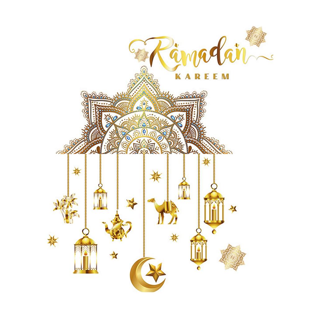 Ramadan Wall Stickers Moon Star Lantern DIY Wall Decal Ramadan Decoration For Home Decor Islamic Muslim Mural Eid Mubarak