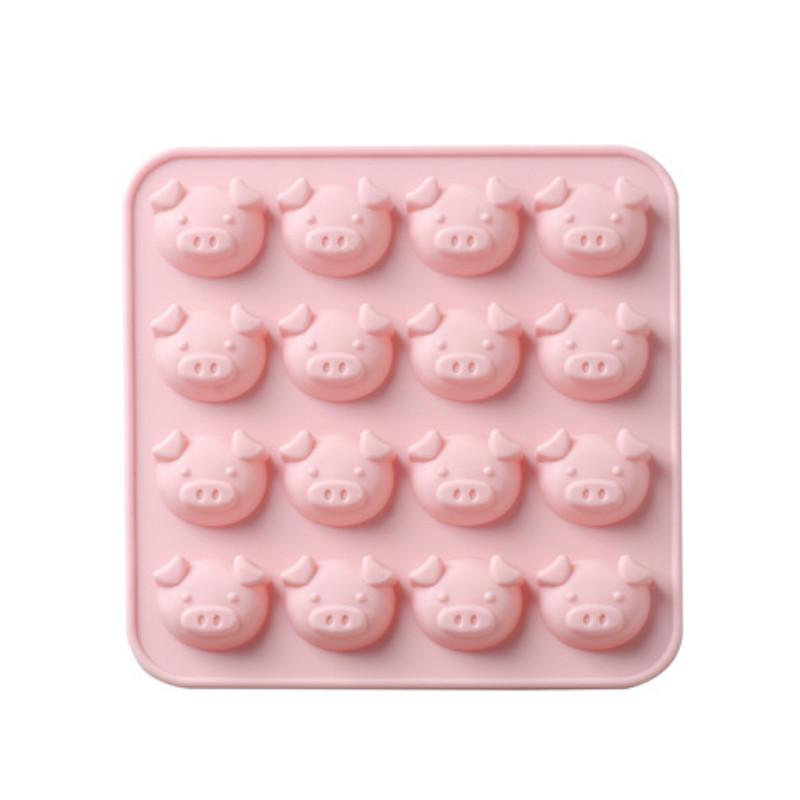 16 Even Cartoon Expression Pig Head Silicone Chocolate Mold Ice Mold Mold Aroma Plaster Mold DIY