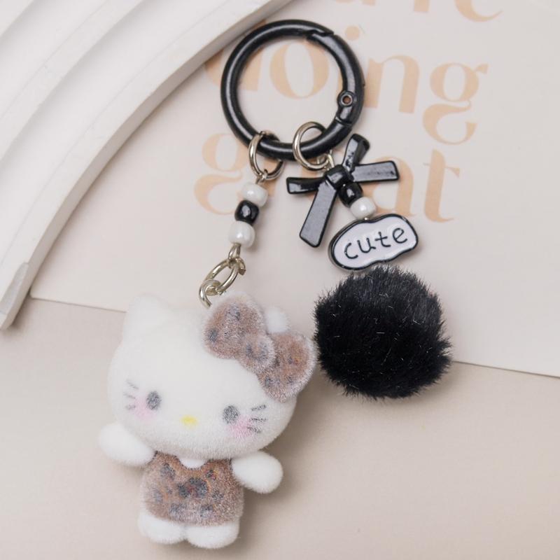 Flocked Keychains for Bags Hello Kitty Keychains Gifts Keychain on The Phone Accessories Holiday Gifts