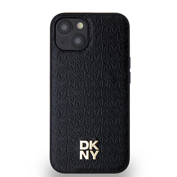 Dkny Dkhmp14Spshrpsk Iphone 14 / 15 / 13Czarny/Black Hardcase Leather Monogram Pattern Metal Logo Magsafe