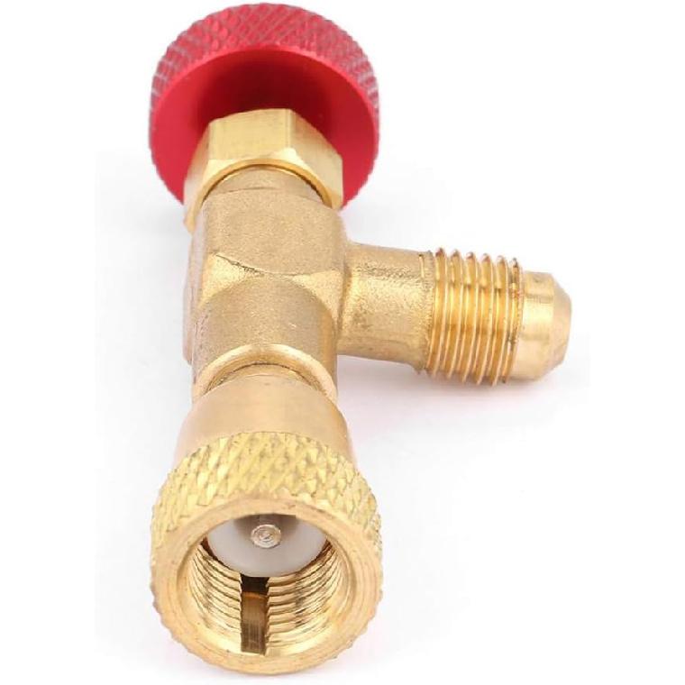 PolaLander 1pc R410A Air Conditioning Refrigerant Valve Adapter 1/4" SAE Male To 5/16" SAE Female Charging Hose Flow Control Valves