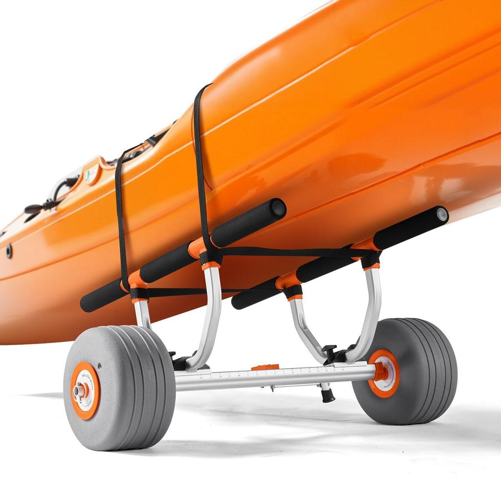 Kayak Cart, 158.8 kg Load Capacity, Kayak Trolley with 30.5 cm Inflatable PU Tires & 2 Straps, Assembles & Disassembles Within Seconds, Paddle Board