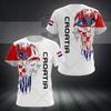 T-shirt Stampata 3D con Motivo Teschio Logo Croato per Sport all'Aperto Estivi, Magliette Casual da Uomo alla Moda a Maniche Corte