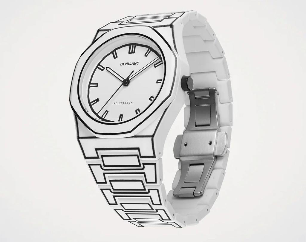 D1 Milano Men's PCBJ34 Polycarbonate Watch 40.5mm White Sketch