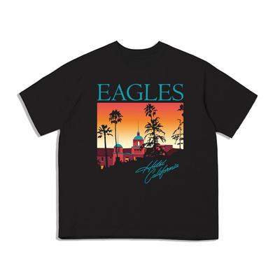 Pop The Eagles Rock California Hotel Printed T-shirt Loose Short Sleeve Men's and Women's Street Cotton Comfortable