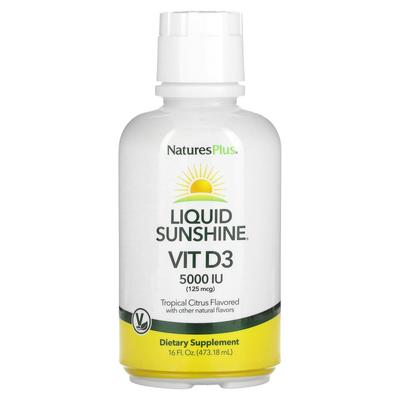 Liquid Sunshine, Vitamin D3 Supplement, Tropical Citrus Flavor, 5000 IU, 16 Fl Oz (473.18 Ml)