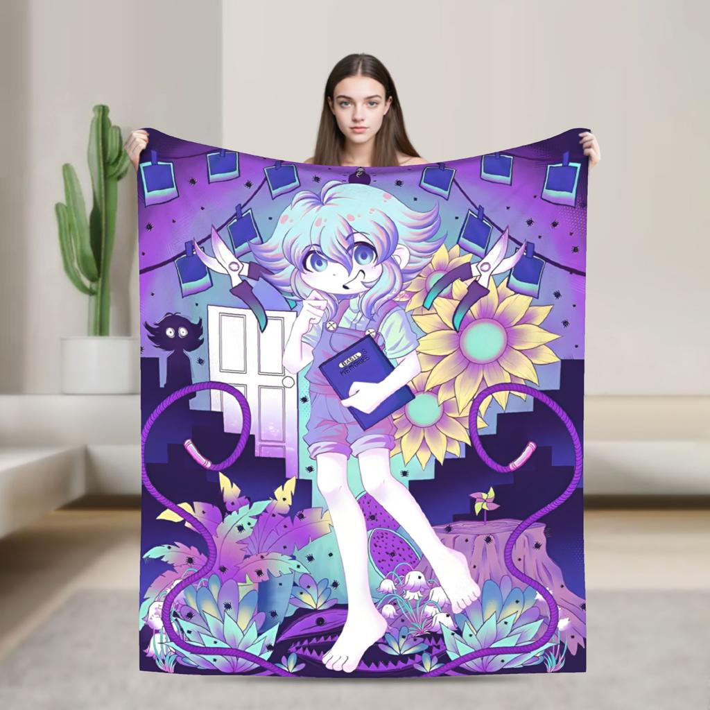 Anime Basil Omori Game Blanket  Warm Novelty Plush Throw Blanket For Home Decor Picnic Flannel Bedspread Bed Cover