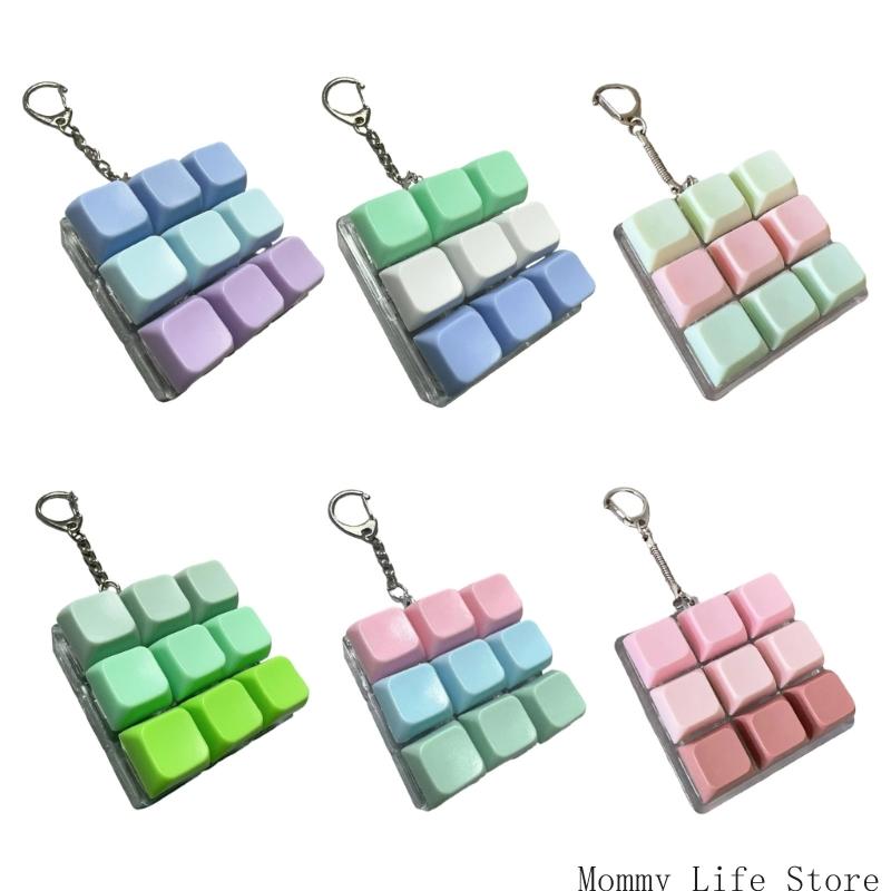 Colored 9 Press Button Stress Relief Toy With Keychain Hook For Adult Student Finger Exercise And Daily Relaxation