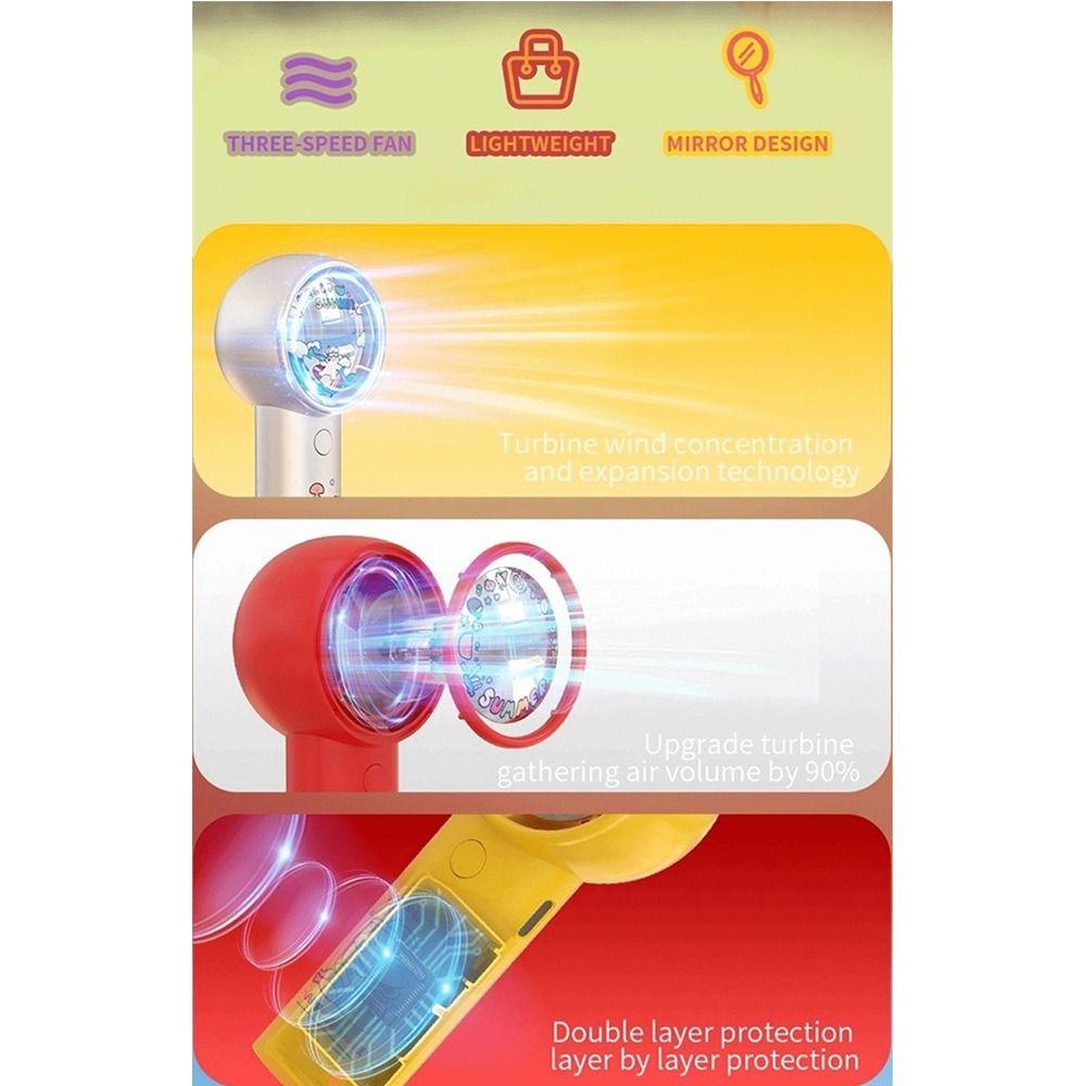 Cartoon Graffiti Turbo Fan 3 Speed Levels Pocket Fan Funny Mini Handheld Fan Summer