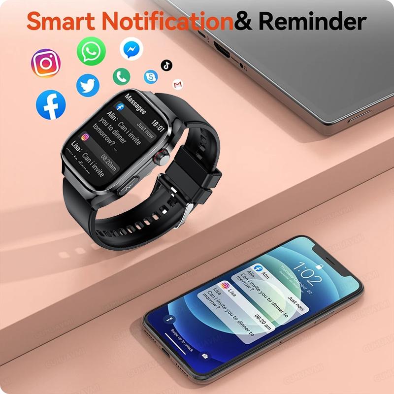 2025 Nové chytré hodinky na měření kyseliny močové, krevních tuků, EKG+PPG, pulzu, krevního tlaku, s Bluetooth voláním, sportovní pro Xiaomi, hodinky pro sledování zdraví