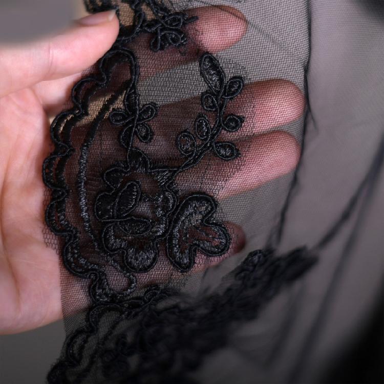 Black Lace Halloween Bride Lace Mantilla Bridal Wedding Veil Head Covering Scarf