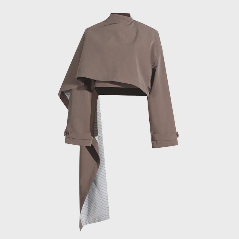 Women's 2025 Spring Cape-Style Blazer: Fashionable Long Sleeve Short Top