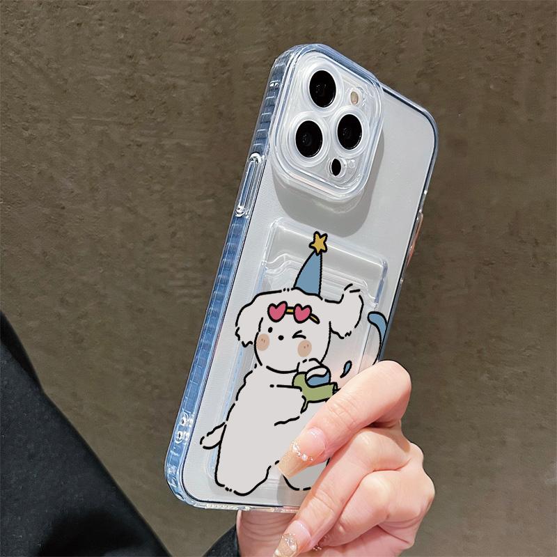 Card Slot Holder Silicone Wallet Pocket Case For iPhone 17 16 14 Pro Max Samsung S23 S24 S25 Honor X8A Oppo Reno 10 11 12 Pro Cover Clear Phone Bumper