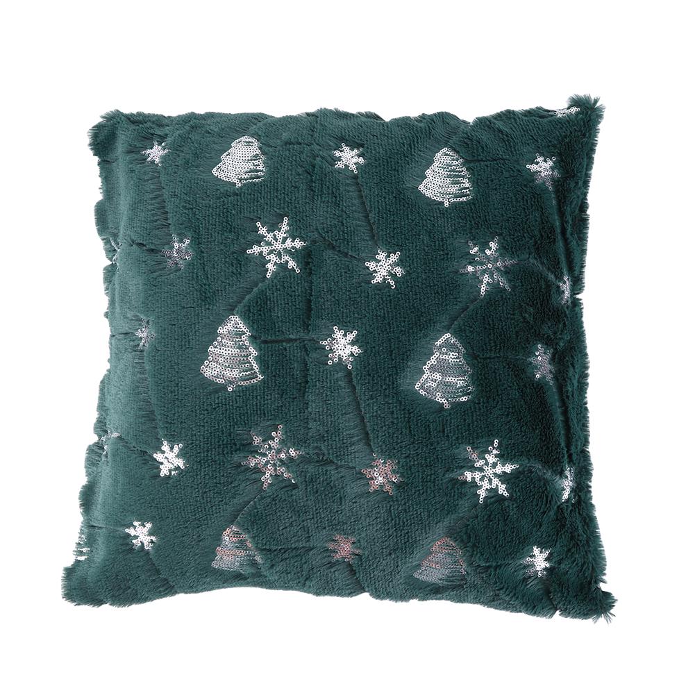 Christmas Tree Snowflake Embroidered Pillowcase Soft Christmas Pattern Throw Pillow Cover for Winter Holiday Decoration