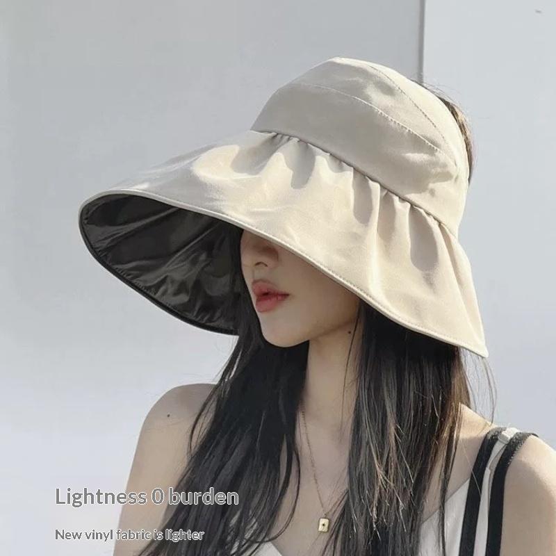 1Pc Summer Empty Top Wide Brim Sun Hat For Women Anti Uv Sunscreen Ponytail Bucket Hat Female Sun Protection Outdoor Beach Caps