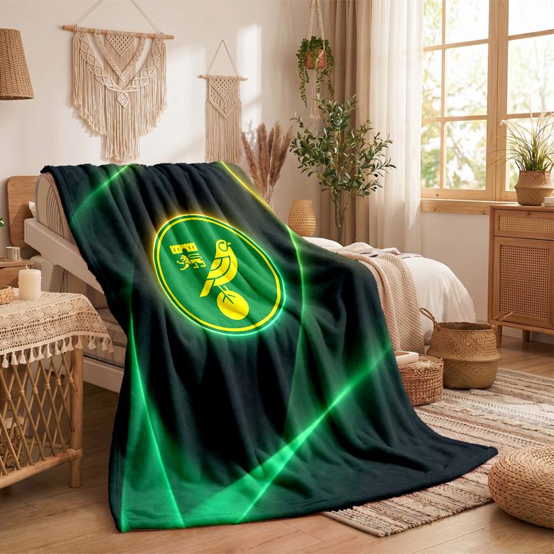 Coperta in Flanella con Stampa del Norwich City Football Morbida Calda Coperta da Divano Letto per Casa Ufficio Camera da Letto