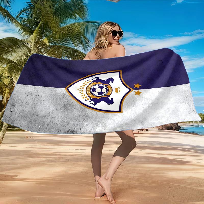 Qarabag Golden Crested Football Emblem Beach Towel, Quick-drying, Easy to Care for, Suitable for Both Fitness and Beach Vacations,Sports Essential