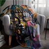 Painted Buddha Head Design Flannel printed blanket suitable for all seasons suitable for living room office sofa and travel