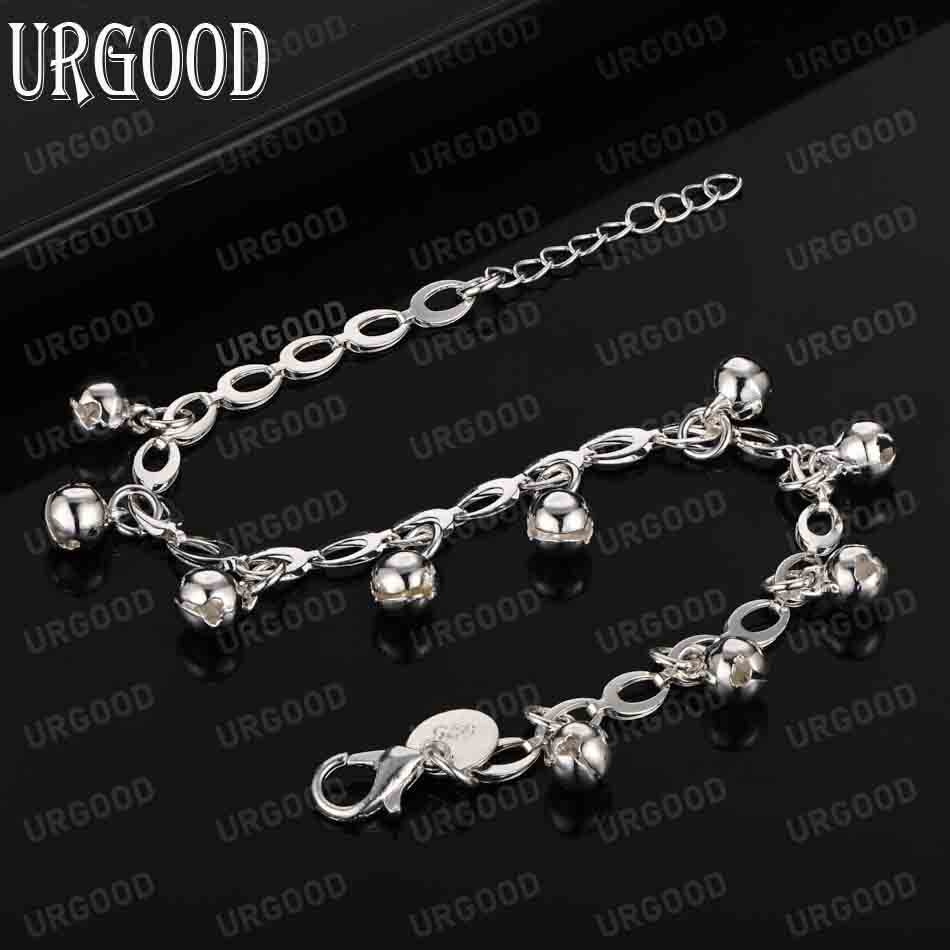 Bransoletka z łańcuszkiem zegarowym z perłowym kulkowym srebrem próby 925, modna biżuteria ślubna