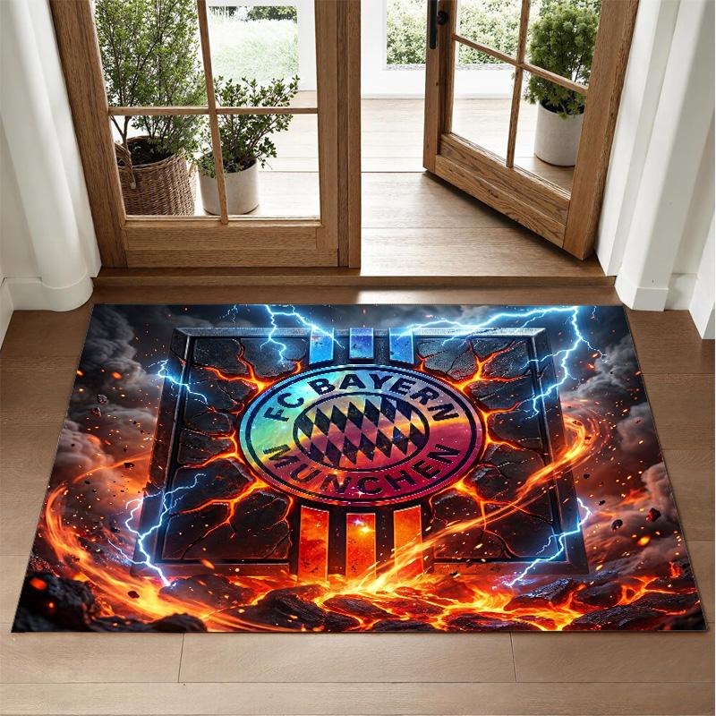 Bayern Munich Design Crystal Velvet Rug Soft Decorative Mat for Bedroom Entrance