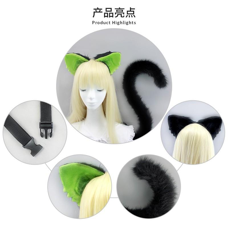 Anime Cat Ear Headband Tail Set Cosplay Costume Adult Roleplay Accessory Japanese Style