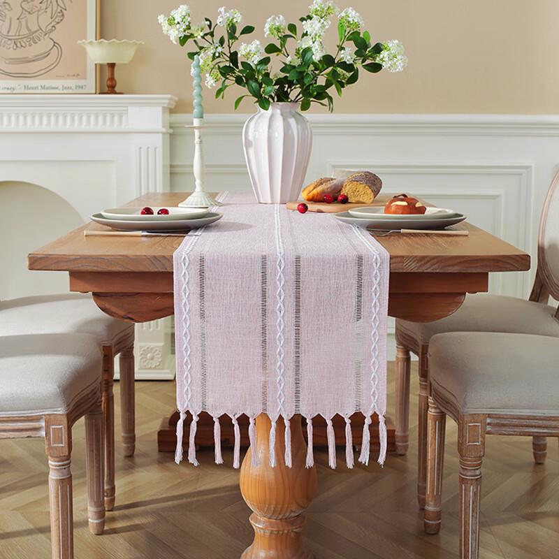 Chang Bao Sen Cotton Linen Tassel Table Runner