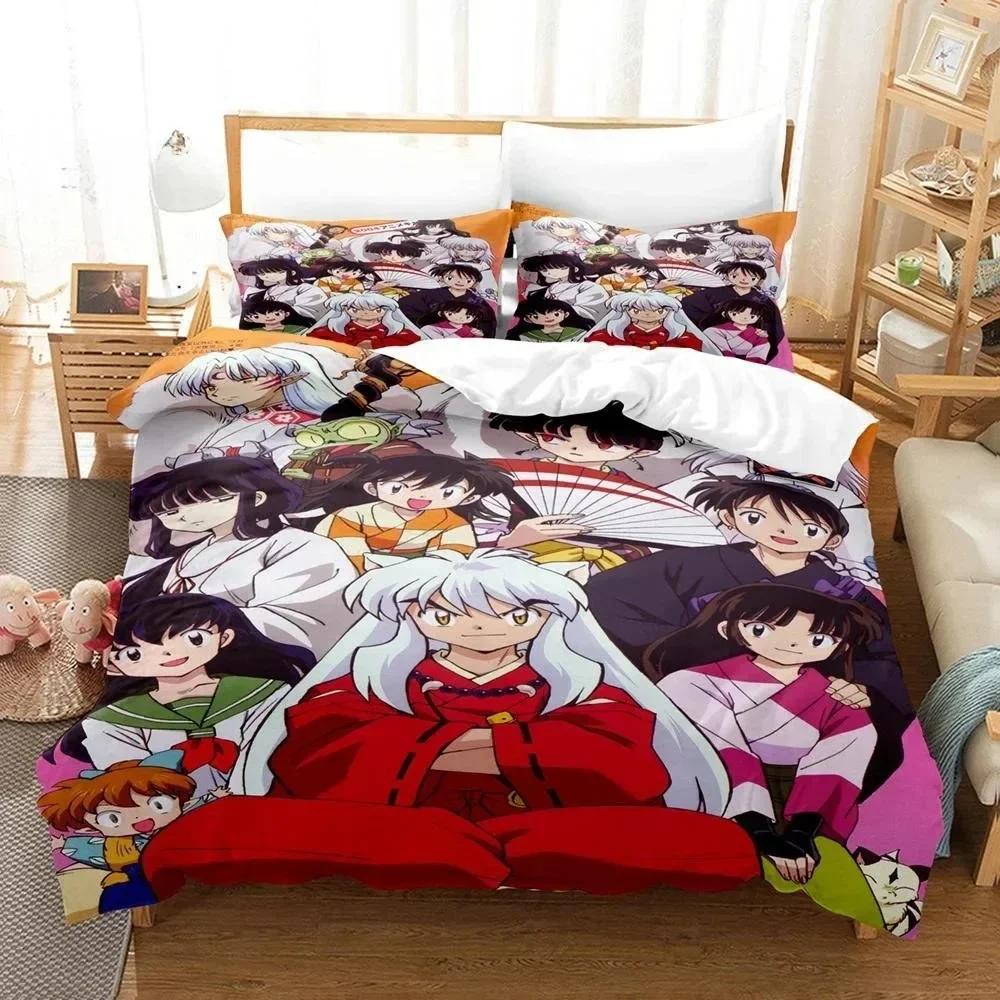 New Fashion Inuyasha Bedding Set Single Twin Full Queen King Size Bed Set Adult Kid Bedroom 3D Bed Sheets and Pillowcases