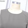 ZANZEA Women Casual Round Neck Sleeveless Loose Long Dress