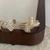 Elegant French Zircon Pearl Knotted Open Ring: Exquisite, Versatile, Cool Style with Niche Design.