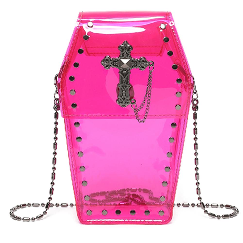 Women Gothic Crossbody Bag PVC Clear Jelly Satchel Bag Cross Coffin Sling Bag Stadium Approved Phone Bag
