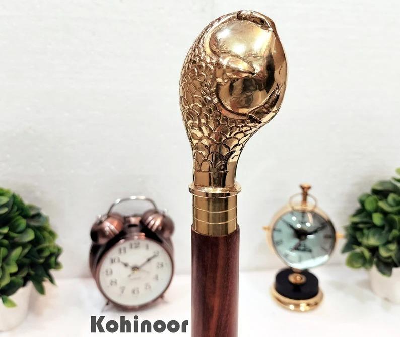 Walking Stick Brass Egg In Eagle Claw Handle, Walking Cane Foldable Cane Anniversary Present, Gift For Dad, Gift For Men