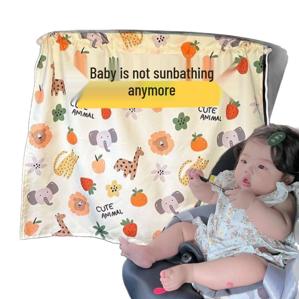 Universal Car Window Sunshade Curtains - Cartoon Blackout for Kids, Suction Cup