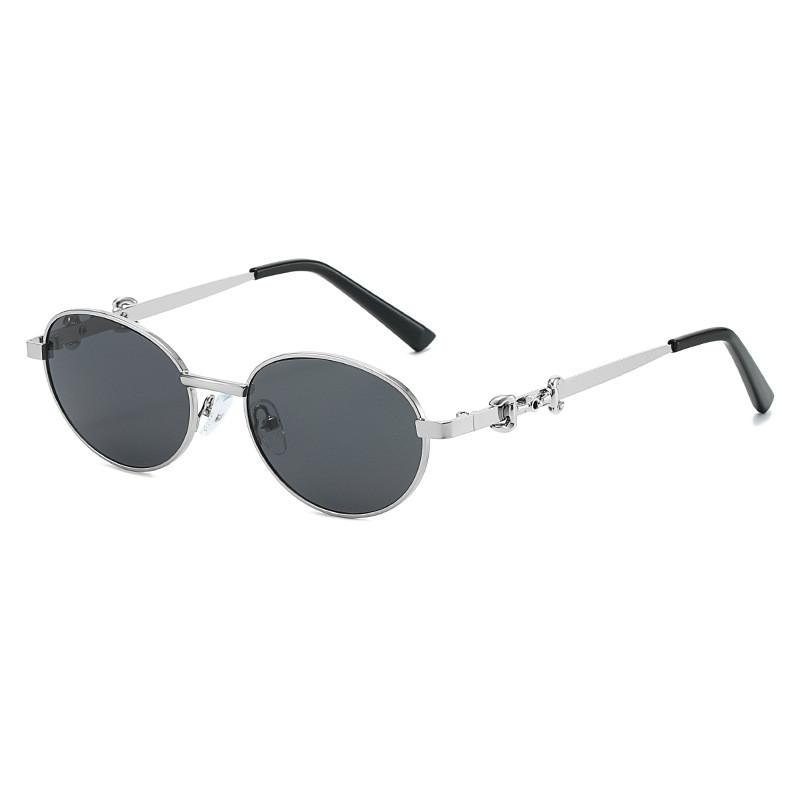 Elliptical Metal Frame Sunglasses For Women Men Uv400 Sun Protection Outdoor Fashion Wear Summer 2026