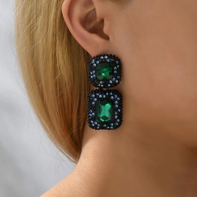 Pendientes colgantes grandes de diseño de lujo Vintage para mujer, tendencia de cristal brillante antiguo, colgante divertido Original, regalo de joyería