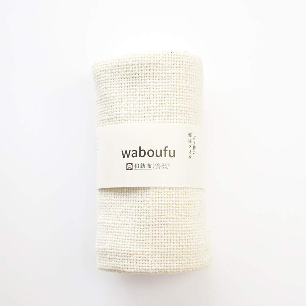 Masuku Färberei und Weberei Forschungsinstitut Körperhandtuch, Off-White, ca.. 30 x 95 cm, Japanisch gesponnenes Garabo Gesundheitshandtuch, 1018-101