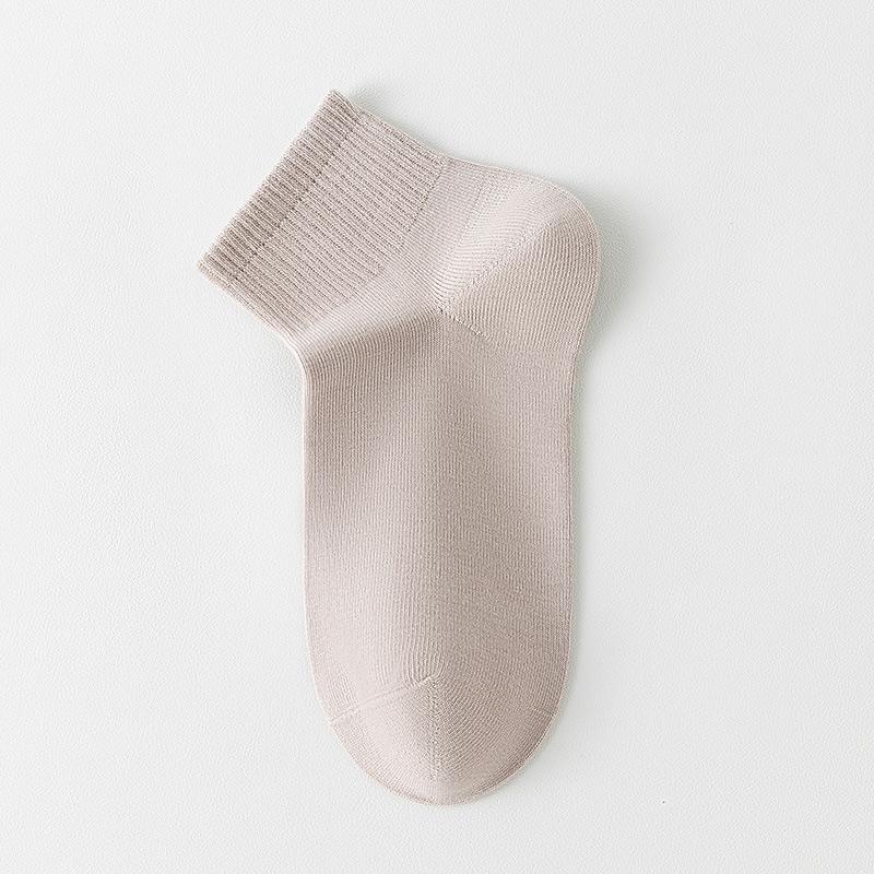 Women's Spring and Summer Anti-odor Mid-calf Socks, Sweat-absorbing and Breathable Thin Solid-color Cotton Socks, Casual Summer Antibacterial Socks