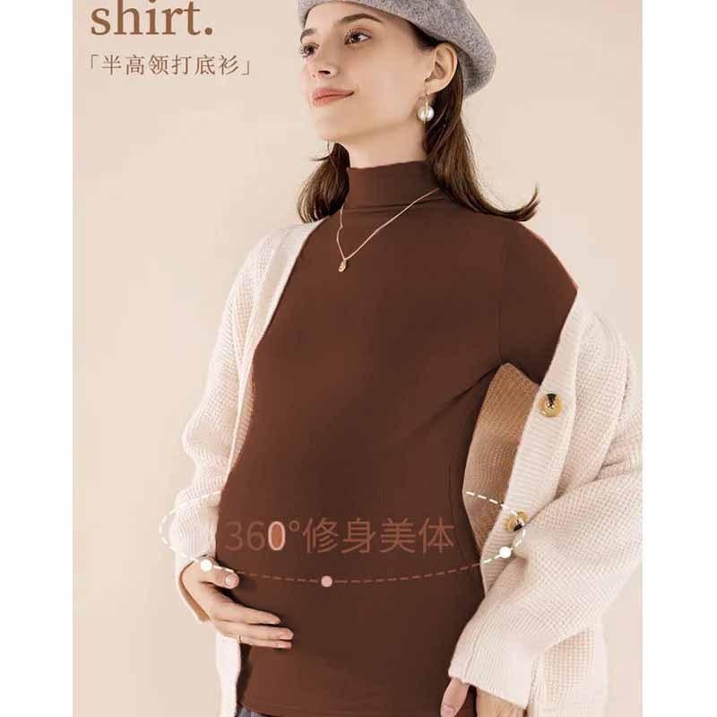 Maternity Clothing Autumn and Winter New Semi-turtleneck Inner Cover Does Not Show Warmth Pleated Bottoming Shirt
