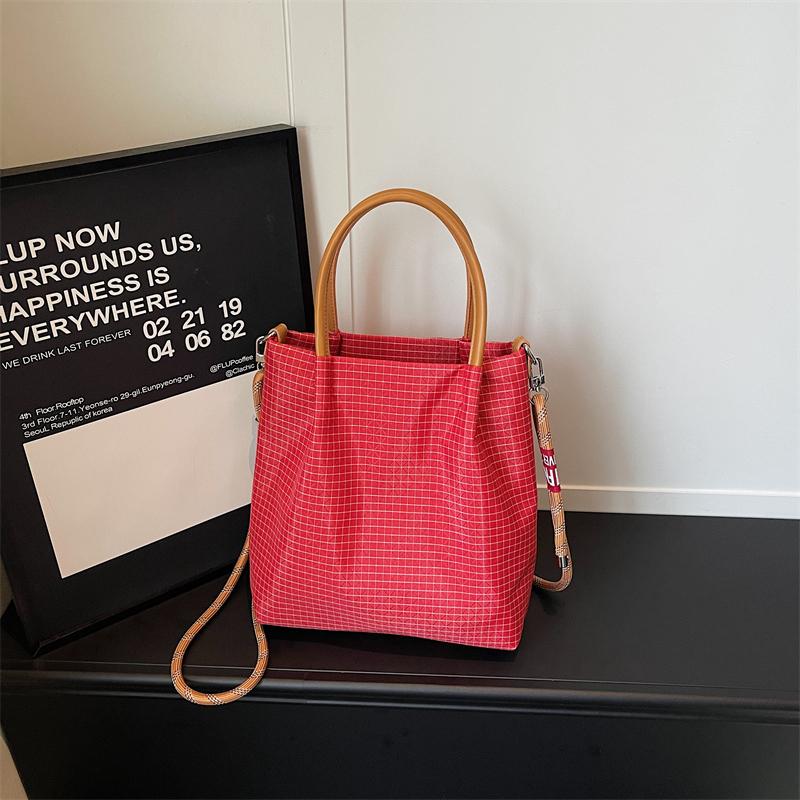 Vintage Plaid Tote Bag Women's Handbag Commuter Large Capacity Shoulder Bag