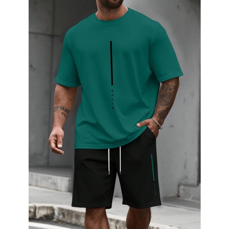 Simple Street Fashion Men's Short Sleeve Suit Outdoor Crew Neck Top Tee Casual Comfortable Shorts Men's T-shirts Clothing Suits