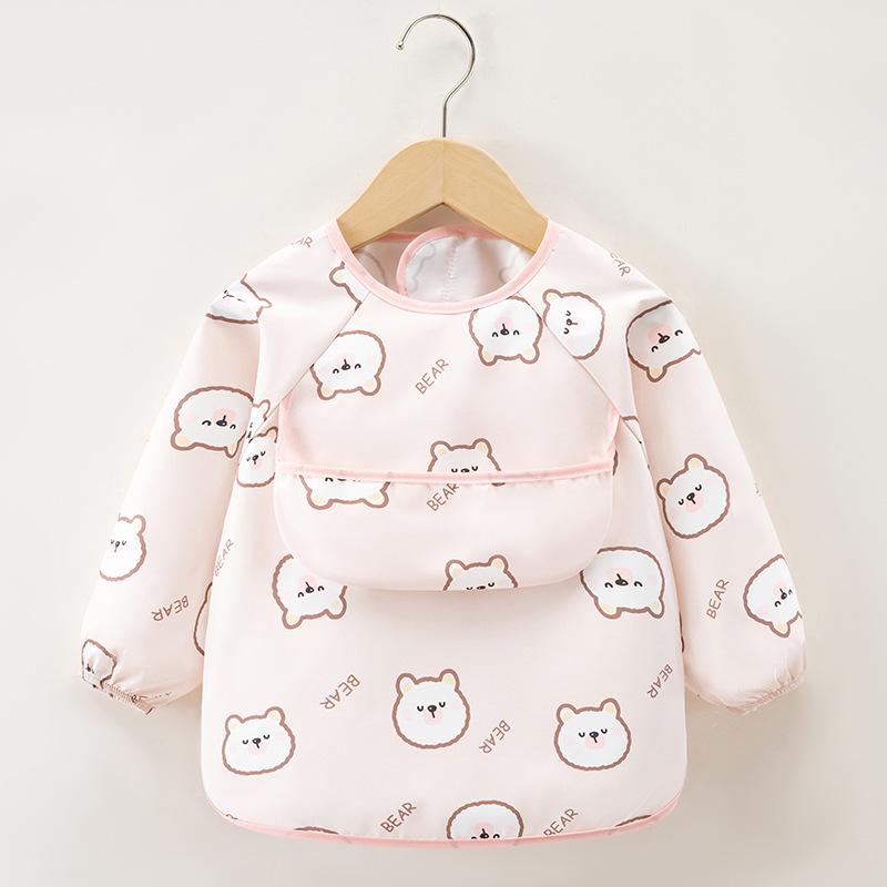 Waterproof Long Sleeve Smock Bib for Boys & Girls - Stain-Resistant Baby Eating Apron with Reverse Wear Protection