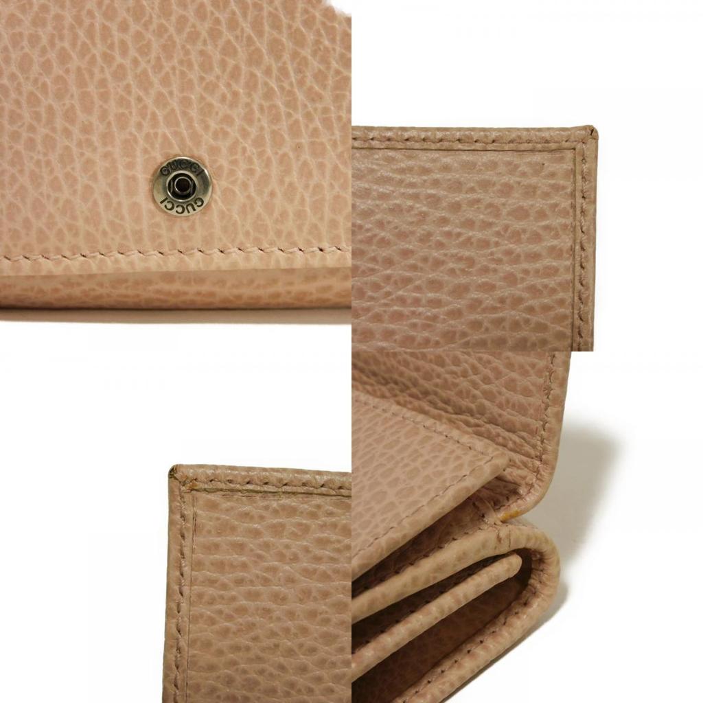 Gebrauchte GG Marmont Double G Kompaktbörse (9539), 735212, 7942, Kalbsleder Geldbörse Kartenetui und Münzbeutel, Rosa Beige,