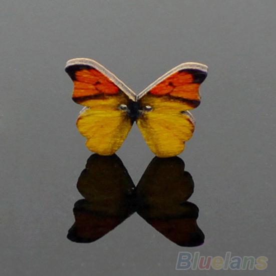 50pcs 2 Holes Mixed Color Butterfly Wooden Buttons Sewing Scrapbooking DIY