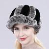 Lady Real Rex Rabbit Fur Hat Winter Knitted Natural Rex Rabbit Fur Caps Russia Women Warm Real Fur Beanies Hats