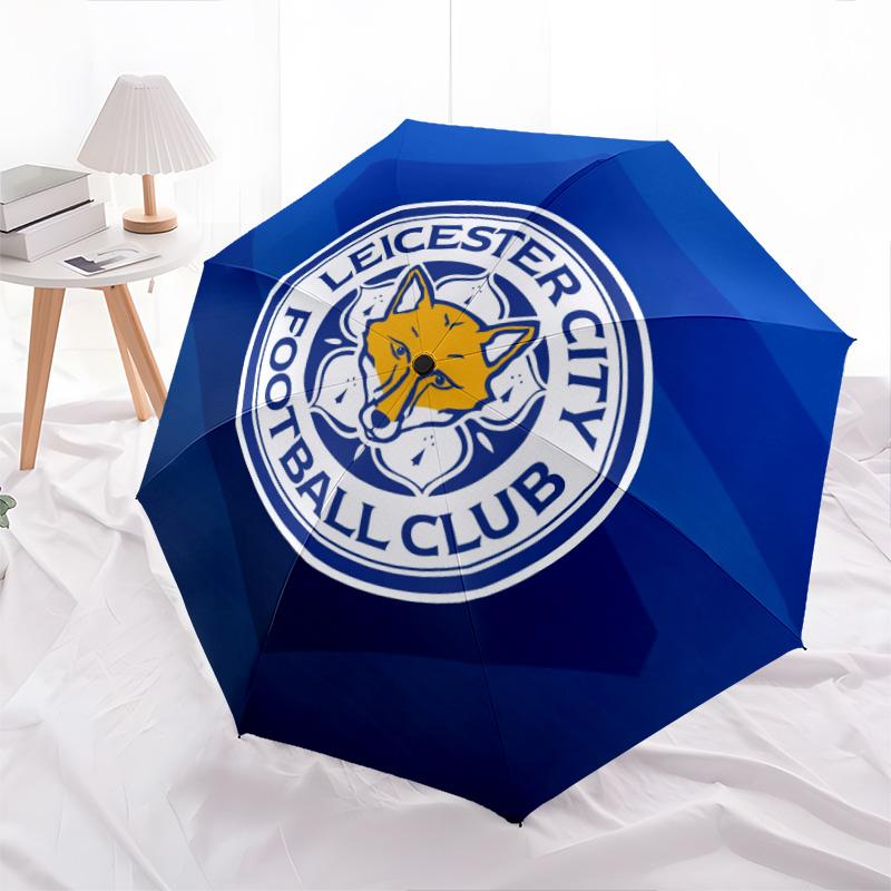 Leicester City Football Club Pattern, Automatic Folding Umbrella, Portable and Foldable Design, 8 Ribs, a Christmas or Birthday Gift.