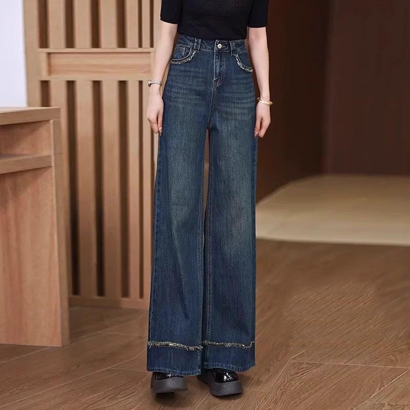 

Джинсы широкие для женщин на осень и зиму с высокой посадкой, свободные, прямые штанины 3XL