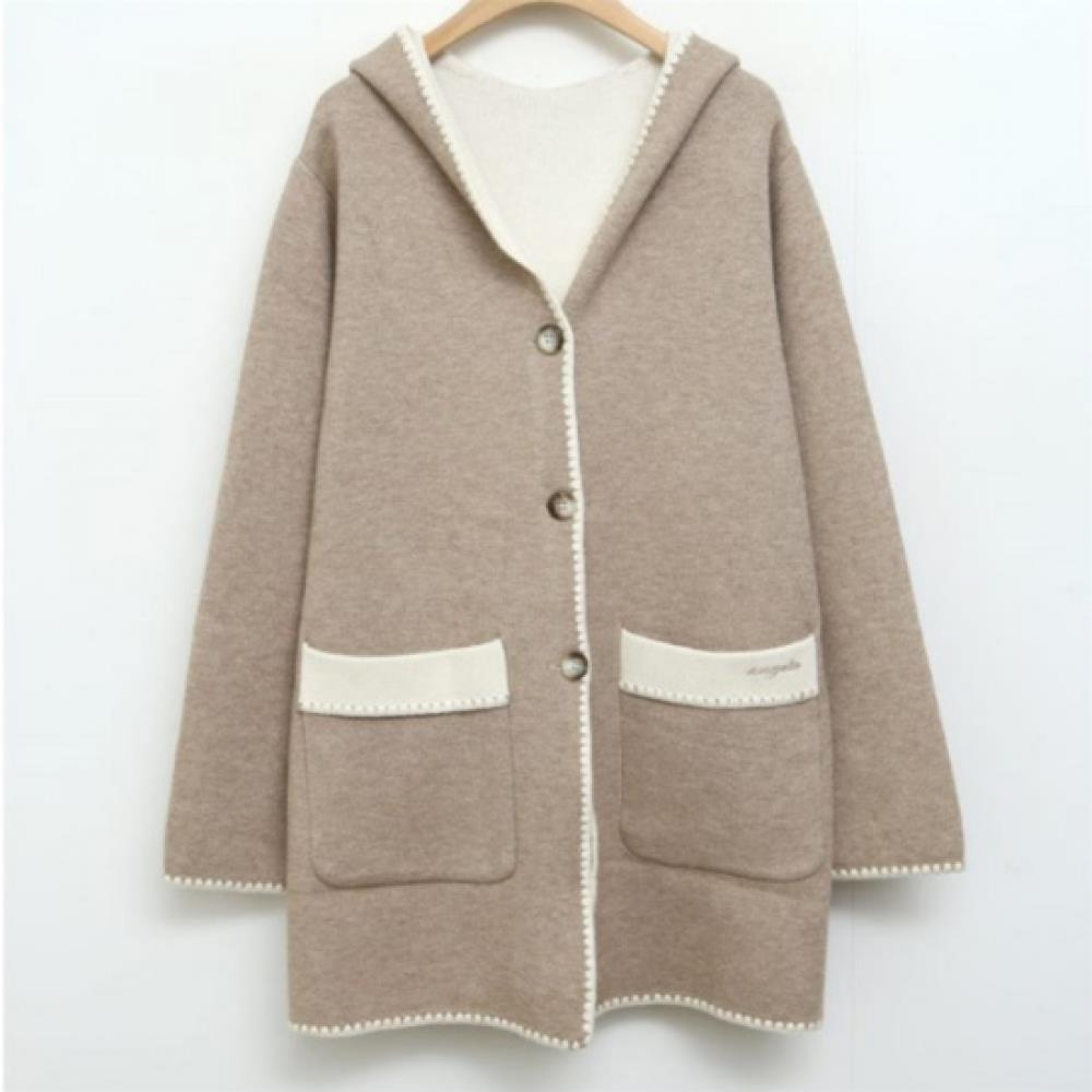 New Arrivals Open Run Women Double Pocket Button Viscose Hoodie Cardigan
